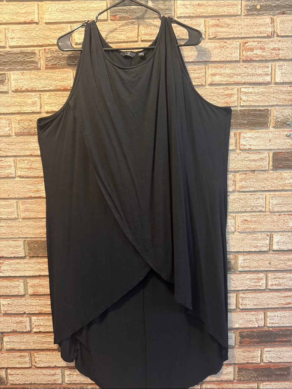 G by Giuliana Black Asymmetrical Draped Sleeveless Dress